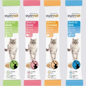 تصویر بستنی یوروپت مخصوص گربه طعم سالمون و بیوتین 14 گرم - اورجینال Europet Creamy Biotin