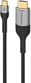 تصویر Promate Type-C to HDMI Cable, Premium Type-C (Thunderbolt-4) to HDMI AV Cable with 48Gbps Transfer Speed, 10000+ Bend Lifespan and Nylon Braided Cord for USB Type-C Enabled Devices, MediaCord-8K 