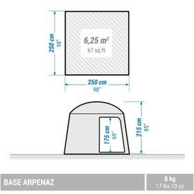 تصویر چادر مسافرتی کچوا 6 نفره – آرپناز Quechua Canopy – 6 Person – Arpenaz Base