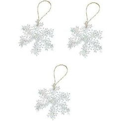 تصویر آویز درخت کریسمس طرح دانه برف مجموعه ۳عددی - ۱۰سانت 