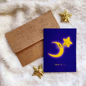 تصویر کارت پستال مدل ماه و ستاره 