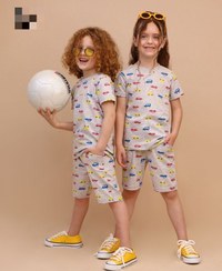 تصویر تیشرت و شلوارک تمام چاپ ماشین بچگانه کد 1910138 