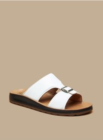 تصویر صندل مردانه عربی ساده با جزئیات قفل‌دار برند le confort Men's Solid Arabic Sandals with Buckle Detail