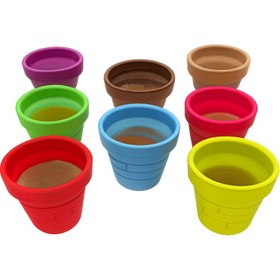 تصویر گلدان سفالی رنگی 