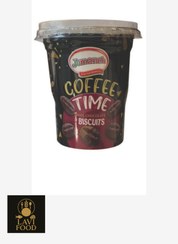 تصویر بیسکویت لیوانی قهوه با روکش شکلات تلخ جمانه 120 گرم Coffee Time Biscuits with Dark Chocolate