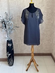 تصویر پیراهن حریر استردار سنگ و ملیله دوزی شده اورجینال برندzara 