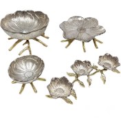 تصویر سرویس پذیرایی مدل لوتوس کد 1518 بسته 4 عددی - نقره ای _طلایی 