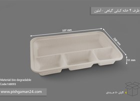 تصویر ظرف غذا گیاهی چهار خانه کبابی - آملون ( کارتن 50 عددی ) 