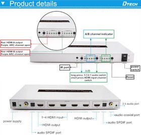 تصویر سوییچ HDMI دیتک مدل Dtech DT 7442 