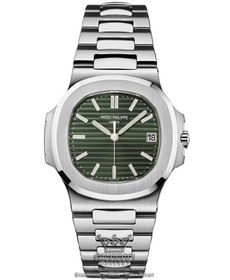 تصویر ساعت پتک فیلیپ ناتیلوس نقره ای صفحه سبز پتک فیلیپ ( Patek Philippe )