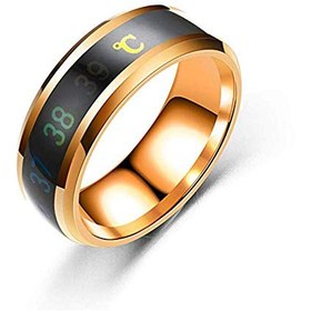 تصویر حلقه های مانیتور دما JXFS ، سنسور دماسنج دیجیتال دماسنج حلقه های هوشمند حلقه های دوست داشتنی عروسی ، اندازه مناسب حلقه های موج فلزی تیتانیوم-آبی-8 