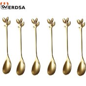 تصویر قاشق چای خوری طرح برگ مجموعه 6 عددی Leaf Model Teaspoon 6 pieces