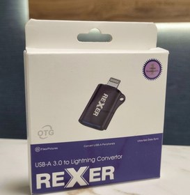 تصویر تبدیل OTG درگاه USB به لایتنینگ برند REXER مدل RX-02 اورجینال - مشکی RX_02 USB-A 3.0 To Lighting Original