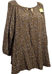 تصویر شومیز مجلسی زنانه استوک نو جنس ریون مچ کشی یقه بند دار کد A+83 