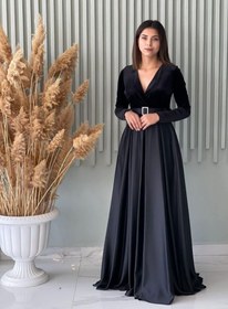 تصویر لباس مجلسی و شب ماکسی مدل آرامیس - مشکی / سایز(4)48-50 Dress and long night