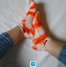 تصویر جوراب نایک آبرنگی مچی نارنجی Orange Tiedye Socks