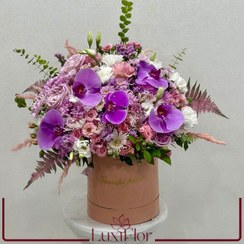 تصویر باکس گل ارکیده و رز بنفش کد 1117 