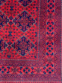 تصویر فرش دستبافت 6متری تمام کرک لاکی قرمز نقش قابی رنگ طبیعی کد 0500226 Handmade 6m flok carpet,Red color organic material,Code 0500226