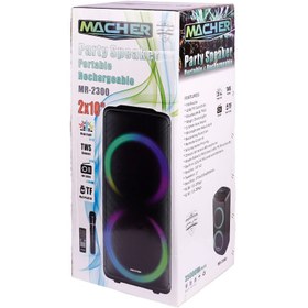 تصویر اسپیکر چمدانی بلوتوثی رم و فلش خور Macher MR-2300 + میکروفون و ریموت کنترل Macher MR-2300 Wireless Speaker