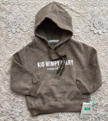 تصویر هودی پسرانه وارداتی جنس رویه مخمل رنگ سبز جیب دار - سایز١ 