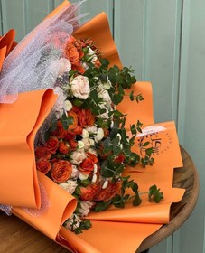 تصویر دسته گل رز نارنجی 