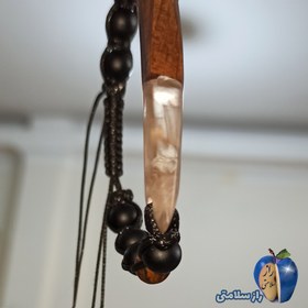 تصویر دستبند مردانه چوب و رزین با مهره اونیکس و چشم ببر کد 16 Wood and resin men's bracelet with onyx bead and tiger's eye code 16