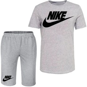 تصویر ست تی شرت و شلوارک مردانه مدل ورزشی کد C74 رنگ طوسی وستی شاپ مدل 300479 