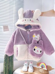 تصویر سویشرت بچگانه خرگوشی با کیف پشمی 