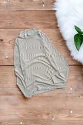 تصویر بلوز زنانه بافت راه‌راه یقه اسکی Miss Miray سایز ۳۸ تا ۴۲ رنگ قرمز و سبز 