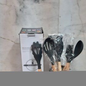 تصویر ست کفگیر و ملاقه سلیکونی ۱۲ عددی Silicone utensils set