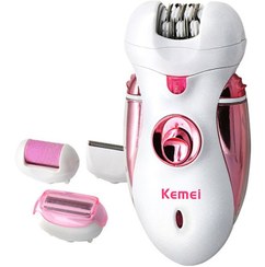 تصویر اپیلاتور چندمنظوره قابل شارژ ۴ در ۱ سفید و صورتی برند kemei 4-In-1 Multifunctional Rechargeable Epilator White And Pink