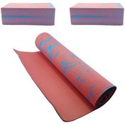 تصویر آجر یوگا کد Fox-4 مجموعه 2 عددی به همراه زیر انداز یوگا - آبی 