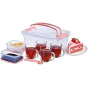 تصویر سرویس چایخوری مسافرتی 4 نفره ونوس( سبد پیک نیک)سرویس چای خوری چهار نفره ونوس پلاستیک 