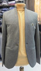 تصویر کت تک مردانه یقه دیپلمات کرمی مدل خاویاری 