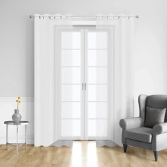 تصویر پرده حریر نازلی سفید پانچ با دوخت در ارتفاع دلخواه 