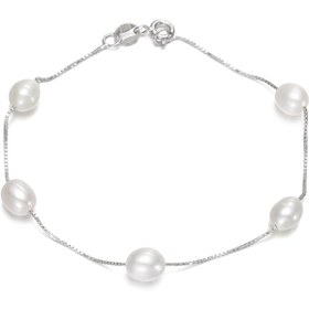 تصویر دستبند مروارید پرورشی سفید | مدل Drop سایز ۷ میلی‌متر 