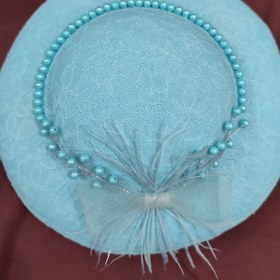 تصویر کلاه مجلسی رنگ آبی آسمونی 