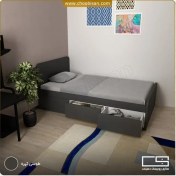 تصویر تخت خواب تک نفره سایز ۱۲۰ با ۳ کشو 
