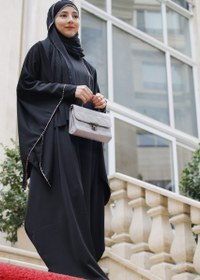 تصویر مانتو عبای مشکی سایز آزاد 