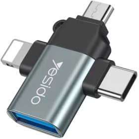 تصویر مبدل USB-B MicroUSB لایتنینگ OTG یسیدو مدل 