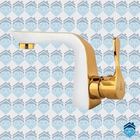 تصویر شیر روشویی آرنیکا سفید طلایی کیان Arnika Golden White Basin