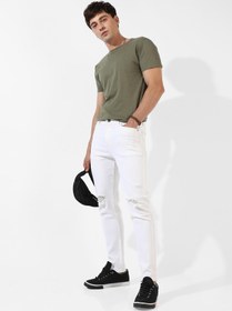 تصویر شلوار جین مردانه کلاسیک سفید با فیت معمولی برند campus sutra Men's Classic Solid White Regular Fit Denim Jeans