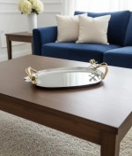 تصویر سینی بیضی لبه دار متوسط استیل_برنج زبنق