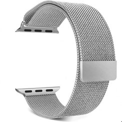 تصویر بند اپل واچ استیل مگنتی میلانس - 38/40/41 / نقره‌ای apple watch milanese loop band