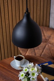 تصویر لوستر مدرن و چراغ آویز تک شعله مدل لونا - مشکی lona-pendant-light