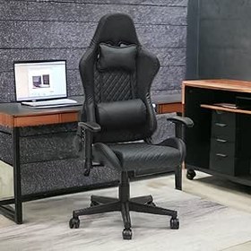 تصویر Modern design Best Executive gaming chair MH-8884-Black for Video Gaming Chair for Pc with fully reclining back and head rest and soft leather (Black) 