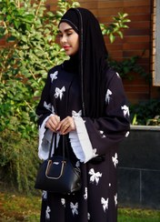 تصویر مانتو عبایی پاپیون - سایز 