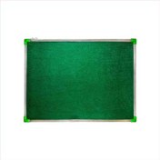 تصویر تابلو اعلانات سایز 70 ×50 پارچه خارجی مخملی رنگ سبز قاب فرم آلومینیوم 