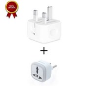 تصویر شارژر گوشی اپل ۲۰ وات+تبدیل چراغ دار (اصلی+گارانتی) Iphone 20w adapter orginall