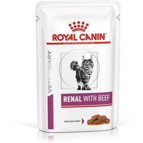 تصویر پوچ گربه رنال رویال کنین با طعم گوشت گاو Royal Canin Renal Beef بسته ۱۲ عددی 